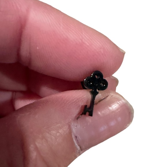 Stainless Steel Mini Black Key Stud Earrings - Picture 4 of 4